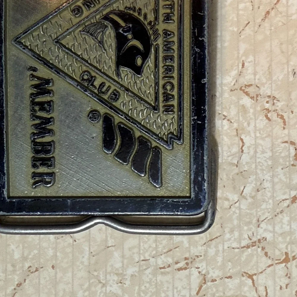 Vtg North‎ American Fishing Club Life Member Belt Buckle Engraved Name